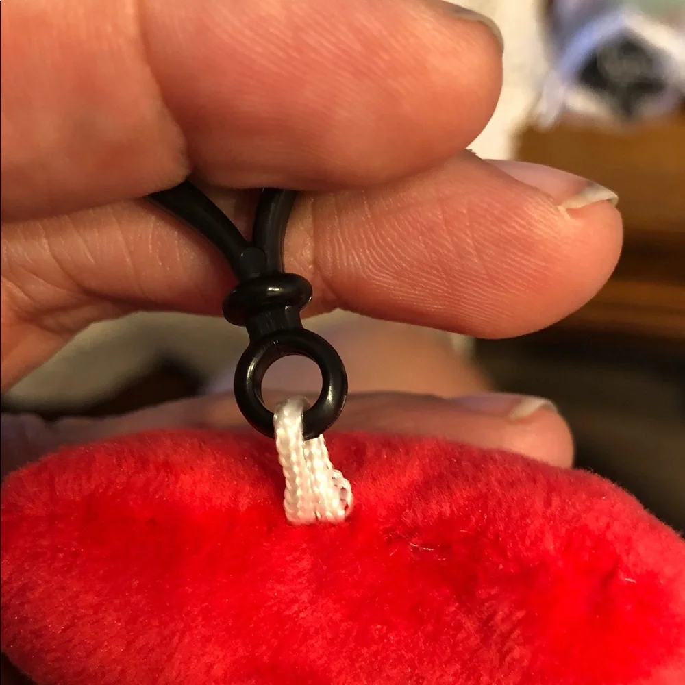 Plush Red Heart Key & Card Holder Clip